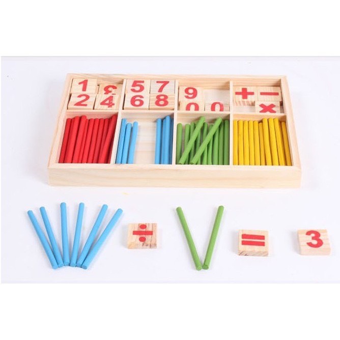 Bộ que tính học toán bằng gỗ(48 que)