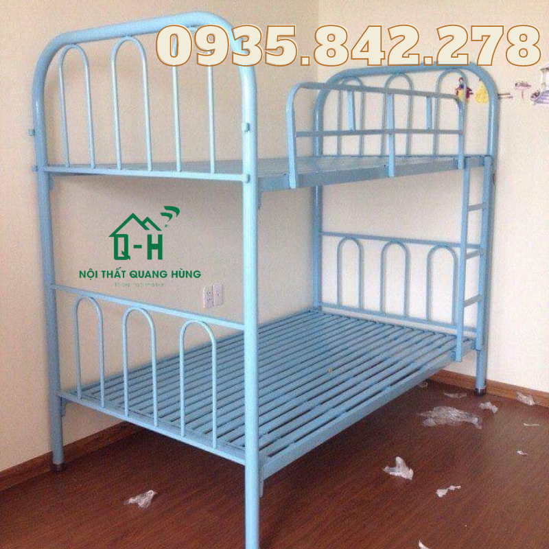 Giường tầng ống tròn 2 tầng bằng nhau giá rẻ