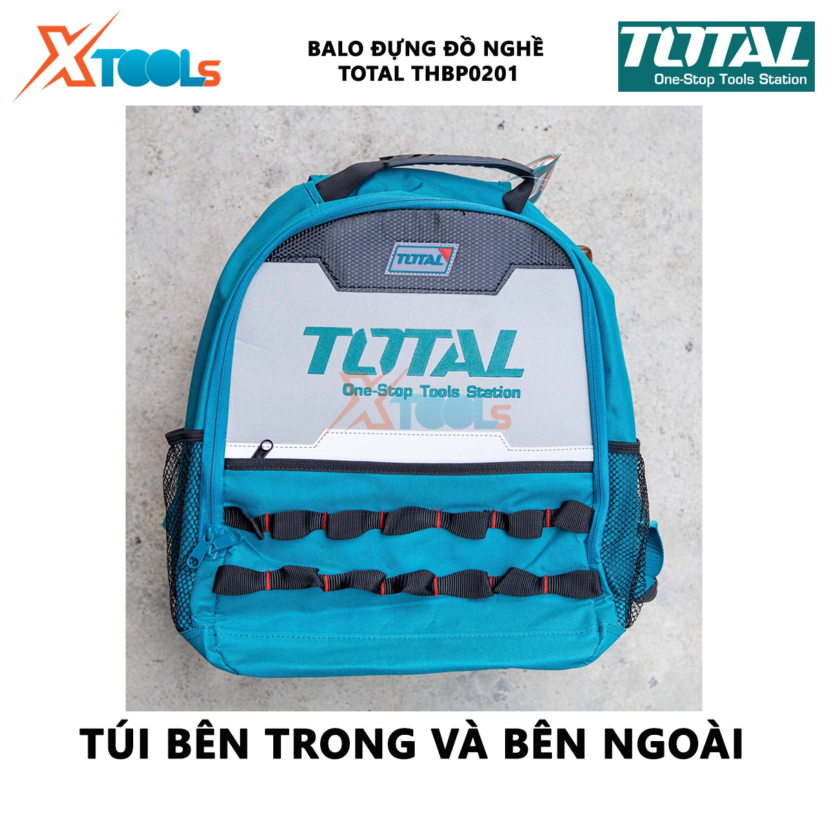 Balo đựng đồ nghề TOTAL THBP0201 | ba lô công cụ chất liệu polyester oxford 600D kích thước: 34cm * 17cm * 45cm chứa các thiết bị, đồ nghề [CHÍNH HÃNG] [XTOOLs]