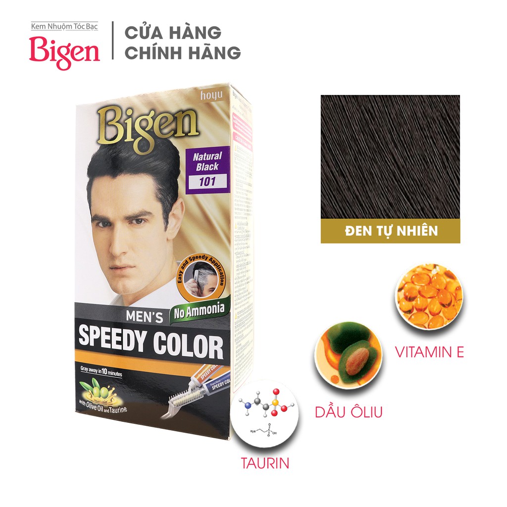 ( Xám  101 )Nhuộm Tóc phủ bạc MÀU ĐEN dạng kem Cho Nam Giới Bigen Men’s Speedy Color