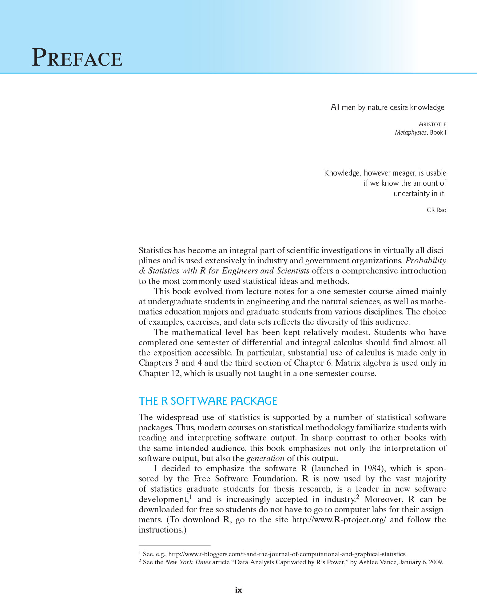 Probability Statistics with R for Engineers and Scientists