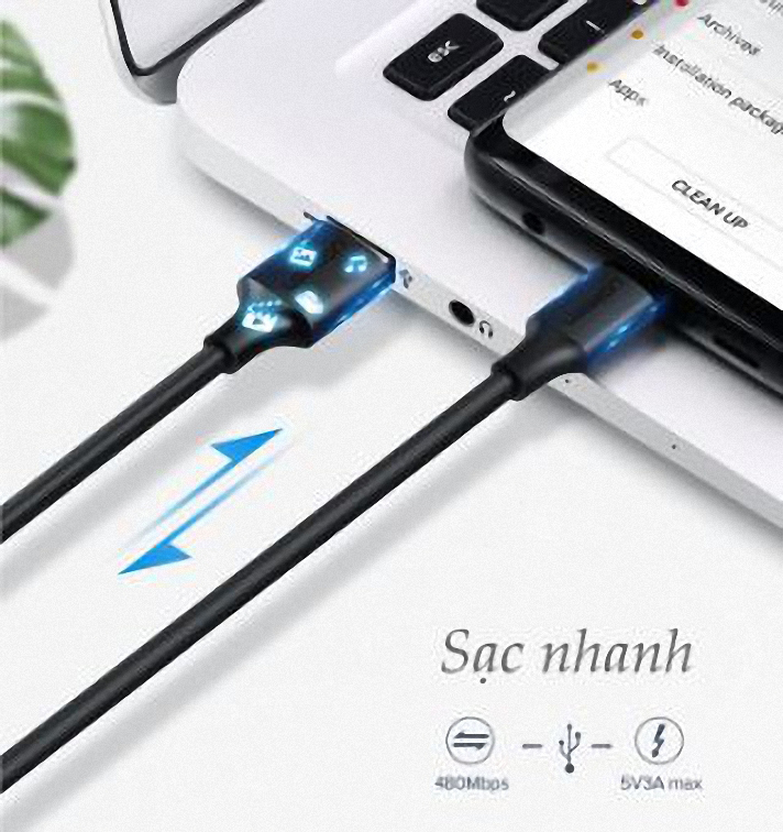 Cáp Sạc Nhanh USB ra Type-C QC3.0 3A