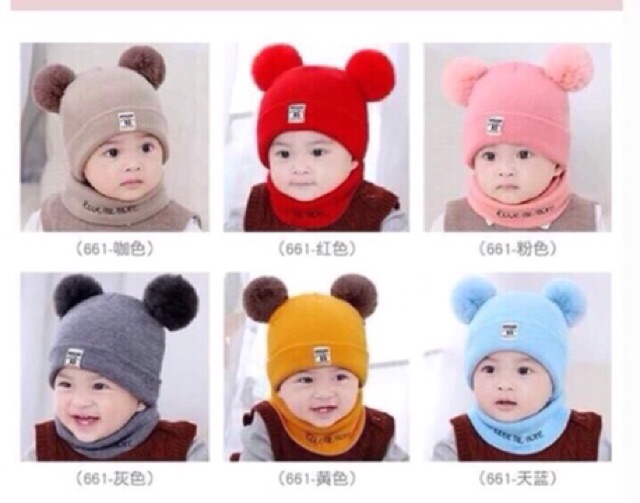 NÓN LEN KÈM KHĂN CHOÀNG CỔ CHO BÉ ( 5 THÁNG - 4 TUỔI)