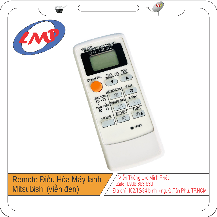 Remote Điều Hòa Máy lạnh Mitsubishi (viền đen)