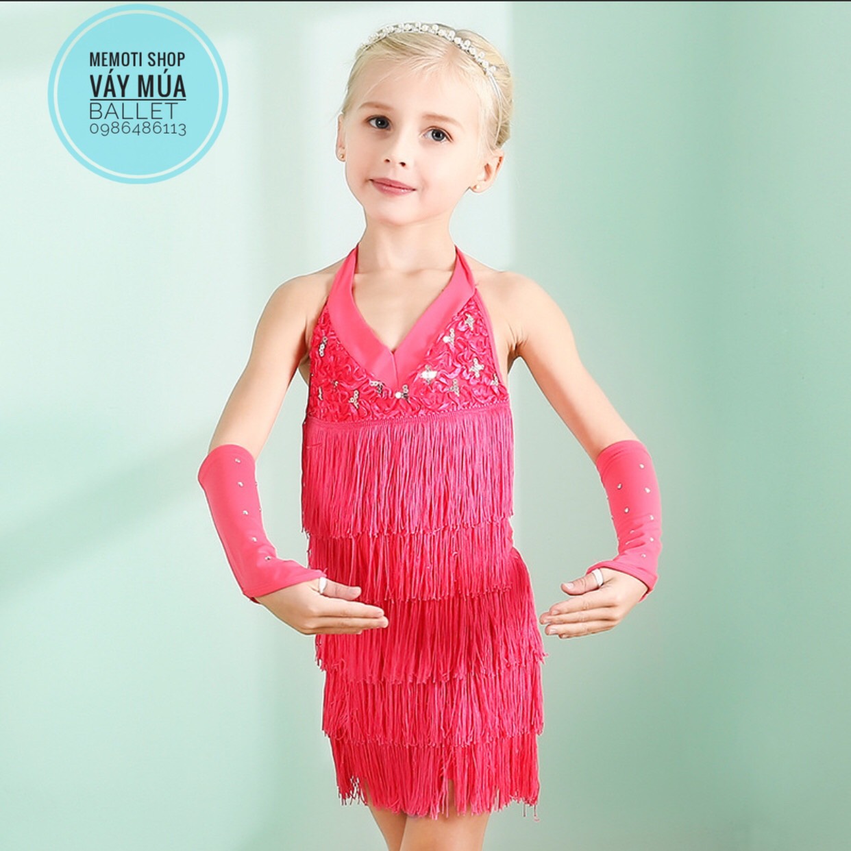 Bộ dance khiêu vũ tua rua hồng bé gái