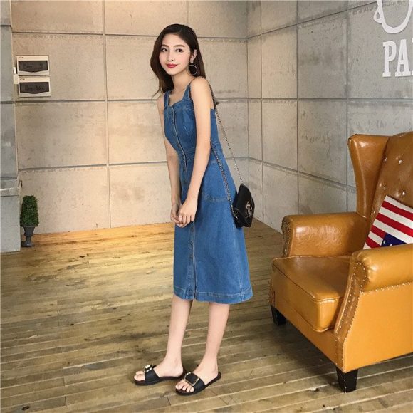 ĐẦM YẾM JEAN FORM DÀI  CÁ TÍNH D778