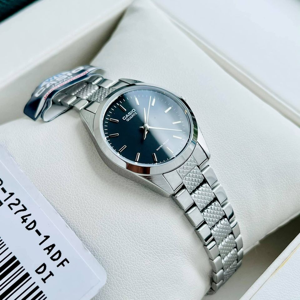 ĐỒNG HỒ NỮ CASIO LTP-1274D-1A MẶT ĐEN KIM LOẠI