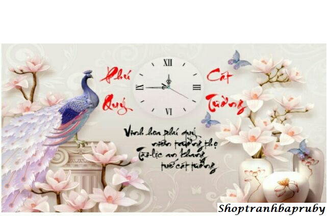 [HCM]Tranh Đính Đá Đồng Hồ Phú Quý Cát Tường LV279 kích thước 90 x 58 cm