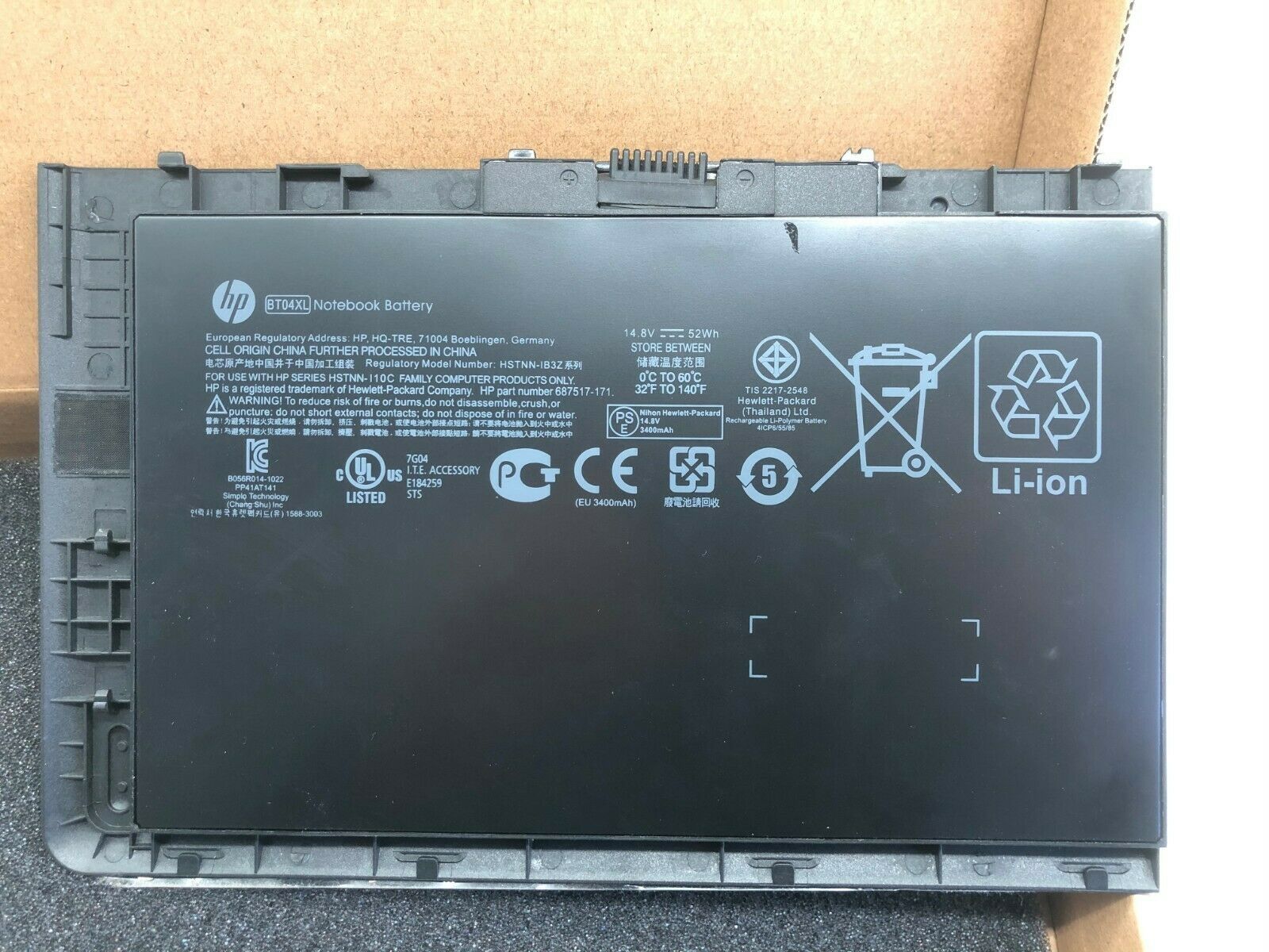 Pin(battery)Original HP Folio 9470M 9480M (BT04XL)ZIN