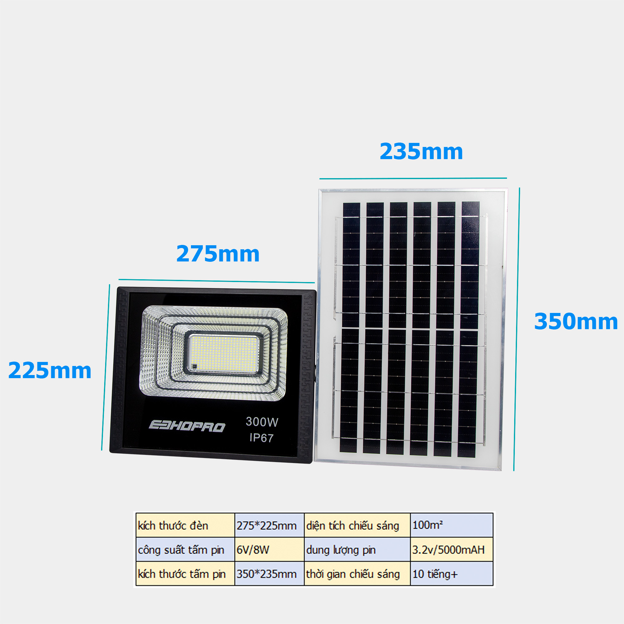 Đèn Pha năng lượng mặt trời 300W