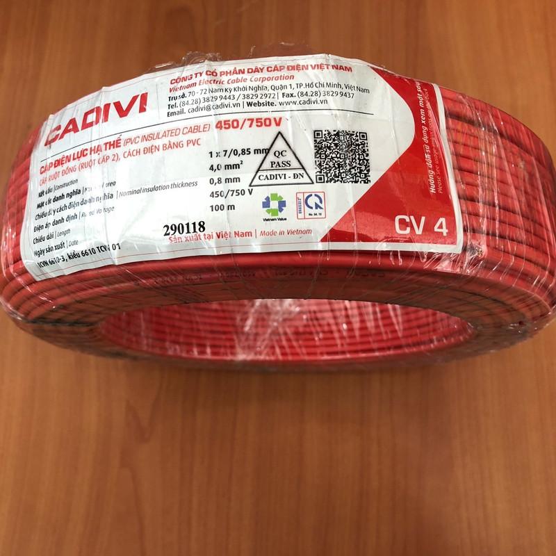 DÂY CÁP ĐIỆN CADIVI 4.0 - Cuộn 100 mét