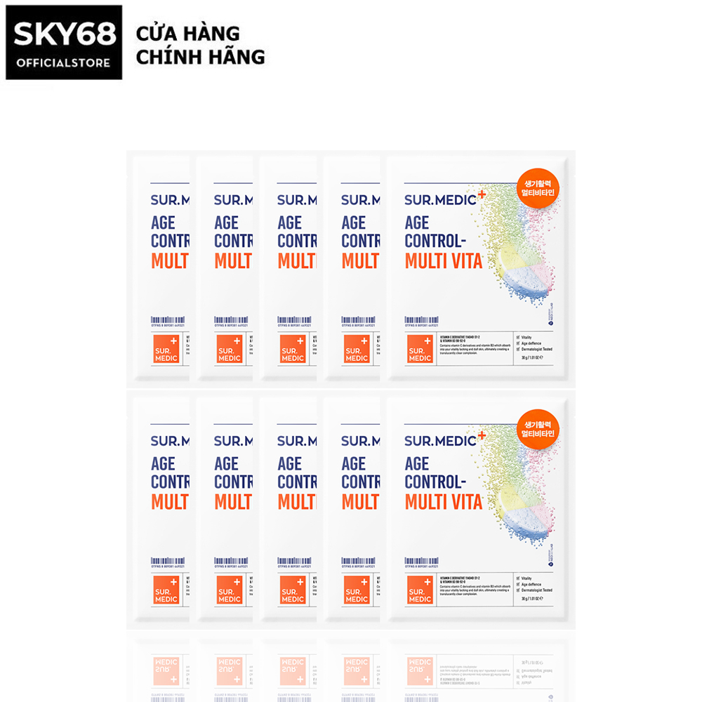 Hộp 10 Mặt Nạ Dưỡng Trắng, Ngừa Lão Hóa Da Sur.Medic+ Age Control- Multi Vita Mask 30gx10 - MULTI VITA