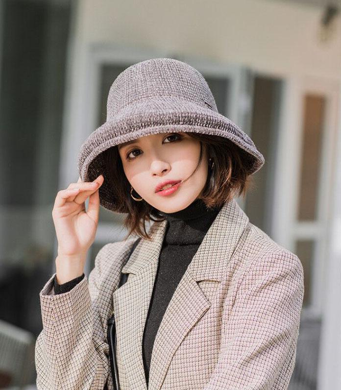 mũ len nhung nón bucket ngư dân - nc91 -xám