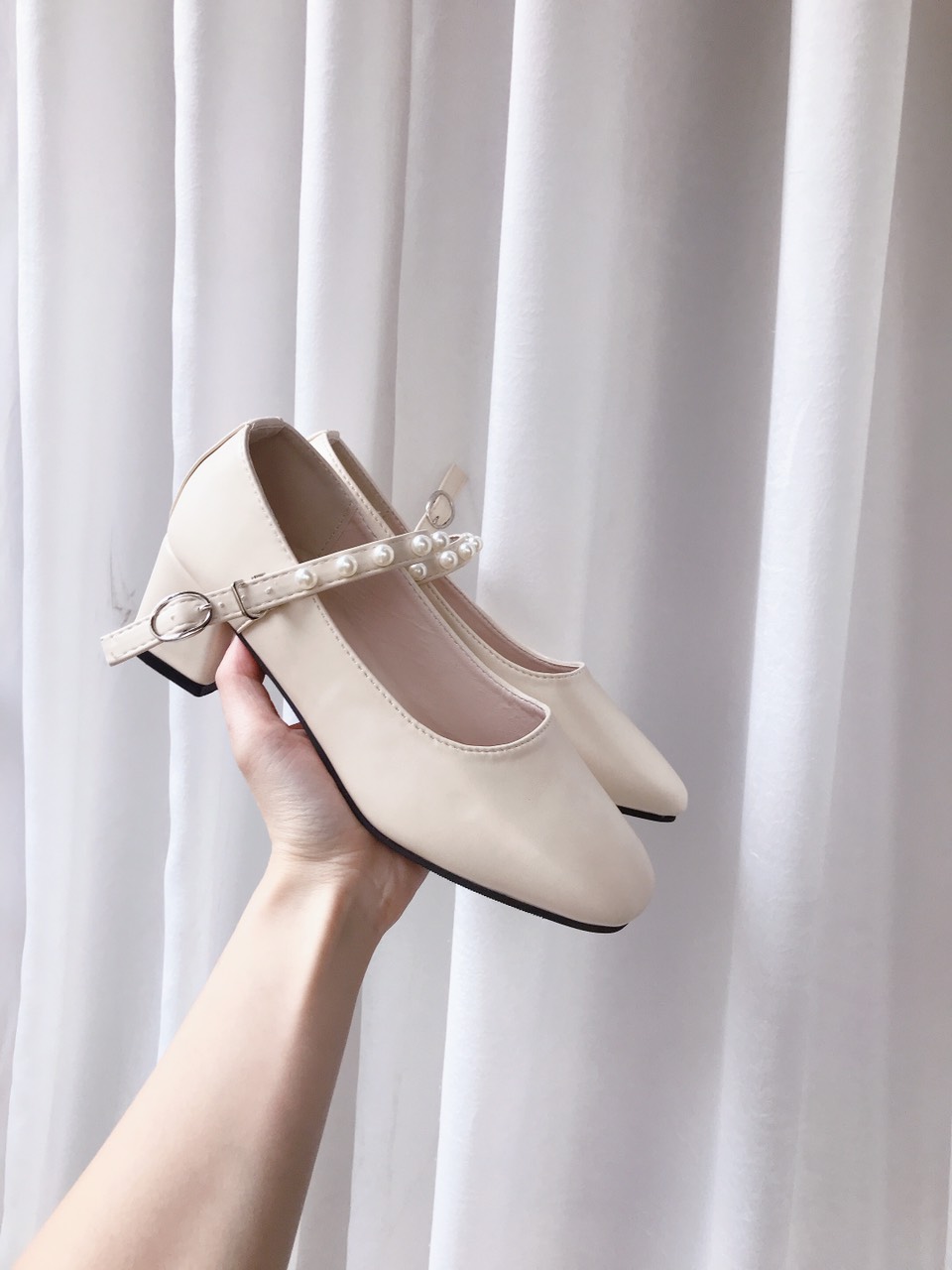 Giày búp bê đế vuông 5cm dây đính ngọc G036