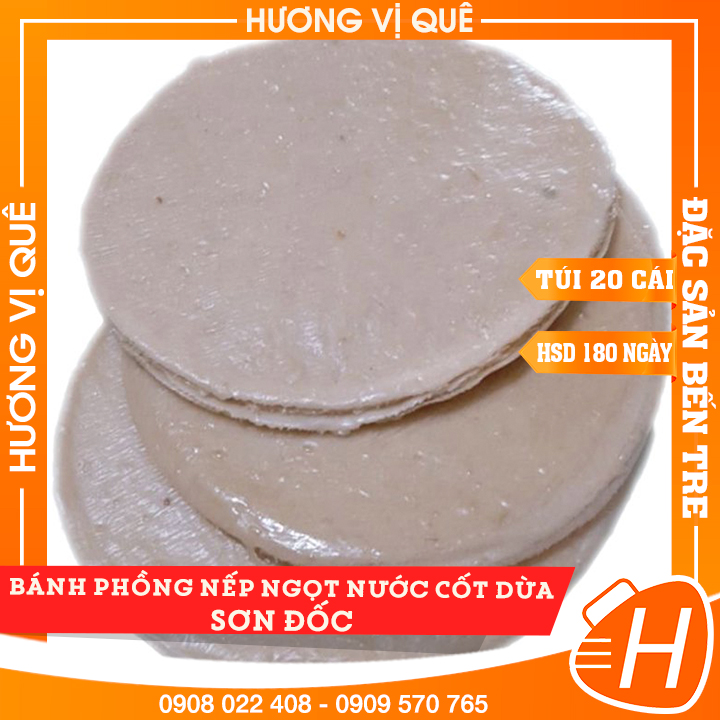 Bánh phồng nếp ngọt nước cốt dừa sơn đốc - túi 20 cái - đặc sản bến tre