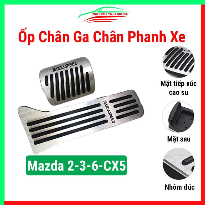 Ốp chân ga chân phanh cho xe Mazda 2, Mazda 3, Mazda 6, Mazda CX-5 trang trí, dán chống trầy xước cửa xe hơi
