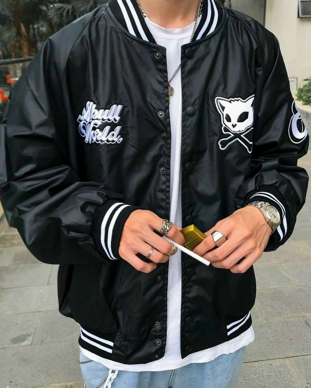 Áo Khoác Nam Dù Cardigan Skull World Chất TP070