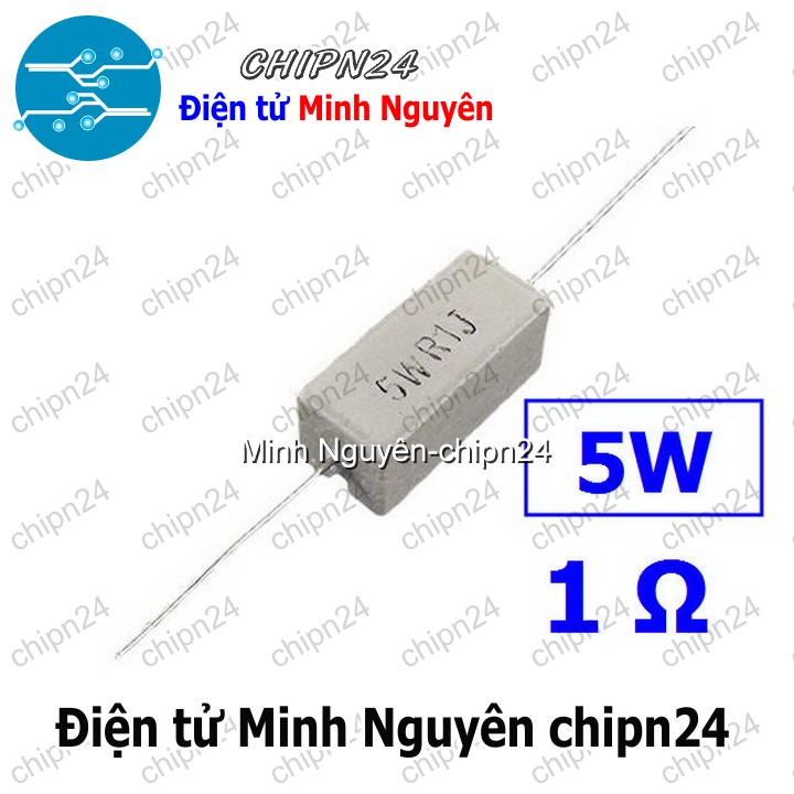 [3 con] (F314) Điện Trở Sứ 1R 5W Loại Nằm - HH001309