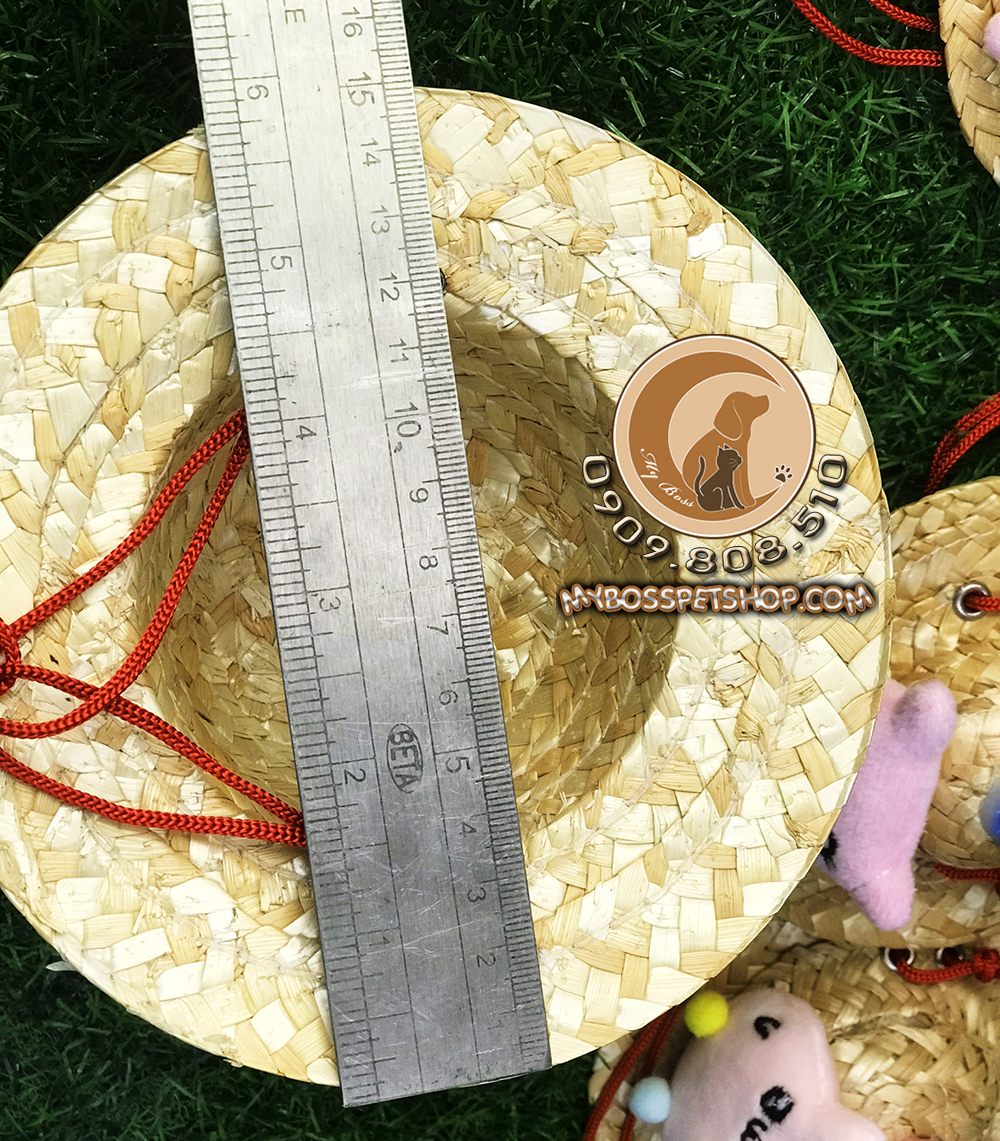Nón cối rơm đan thoáng khí kiểu hoạt hình cho Thú Cưng - Chó - Mèo - Thời trang thú cưng
