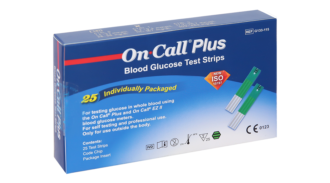 Que thử đường huyết ACON On Call Plus hộp 25 test - que thử on call plus