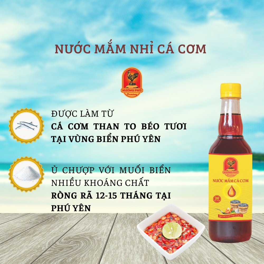 Nước mắm cá cơm Hương Phú 20 độ đạm 500ML