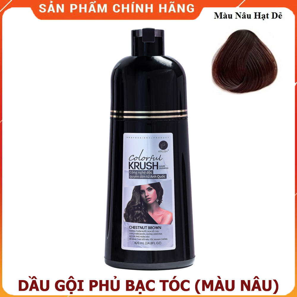 Dầu gội đầu phủ bạc đen tóc Krush Anh Quốc (Tặng lược nhuộm tóc)
