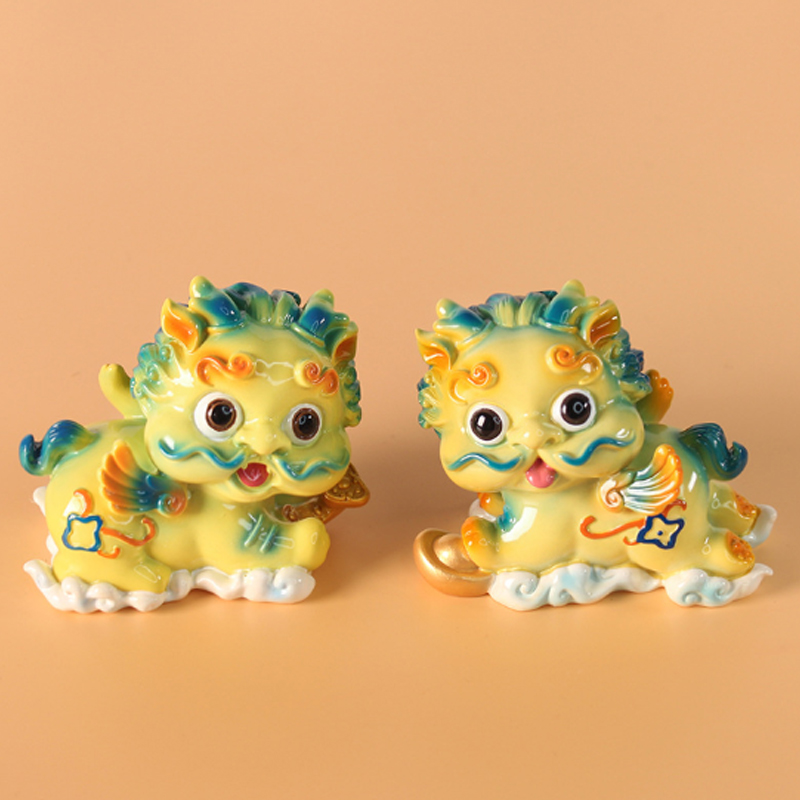 [HCM]Cặp Kỳ Lân sứ size lớn 8x7cm màu vàng