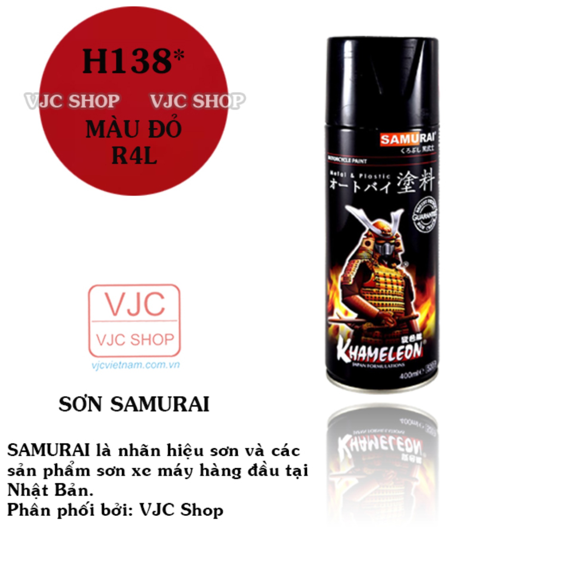 Chai sơn xịt sơn xe máy samurai màu đỏ r4l h138