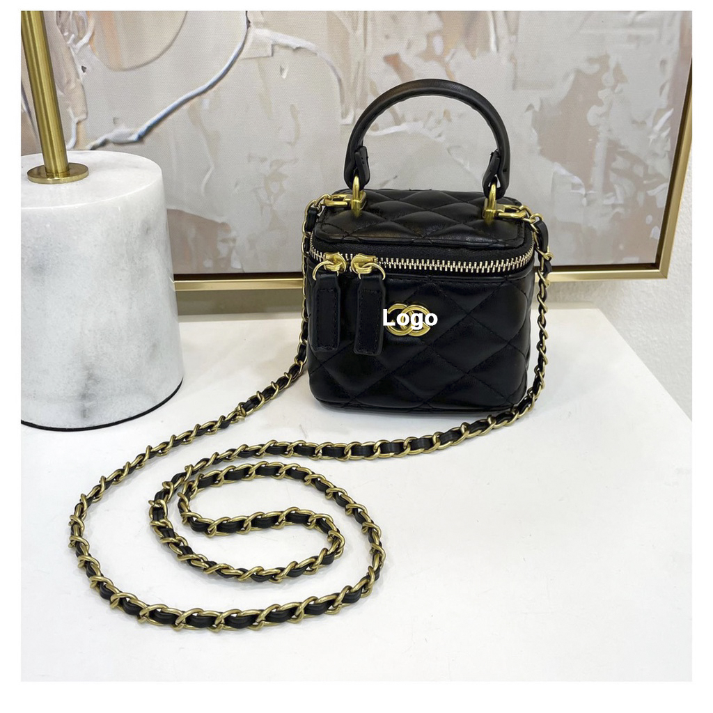 Túi xách nữ đeo chéo dáng hộp M14 trần trám khóa vuông bóng mịn lịch sự Túi Túi Xách Nữ Mẫu Túi Cốp Trống Hộp Thời Thượng M14