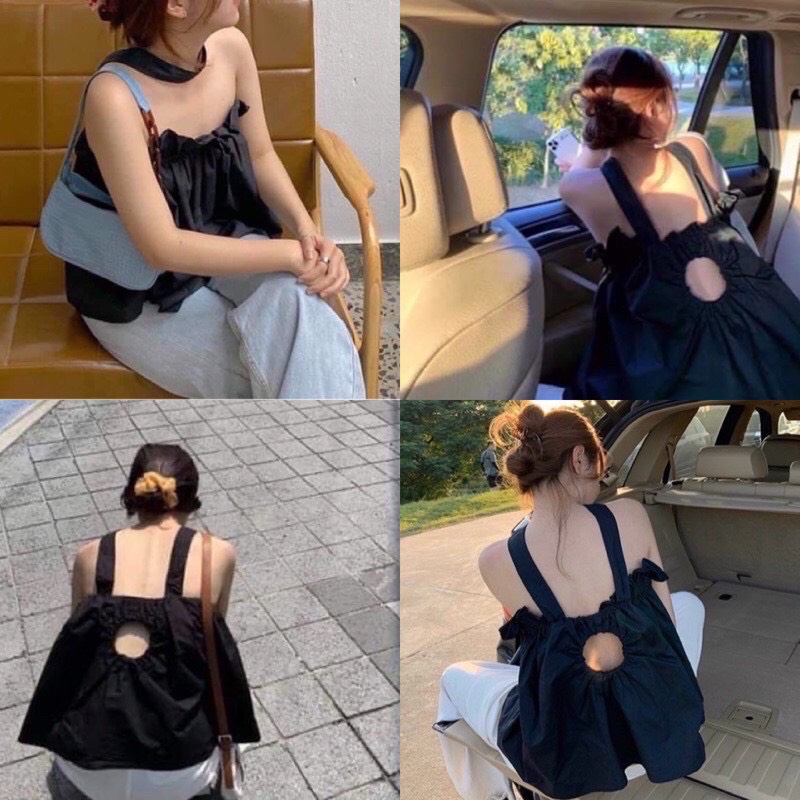 [HCM]Áo kiểu nữ chất vải Kate lụa phối dây