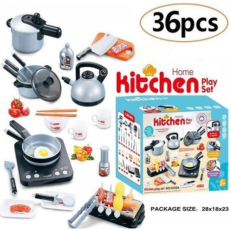 Bộ đồ chơi nấu ăn cho bé 36 chi tiết - Bộ đồ chơi làm bếp Home Kitchen Play set -2tan