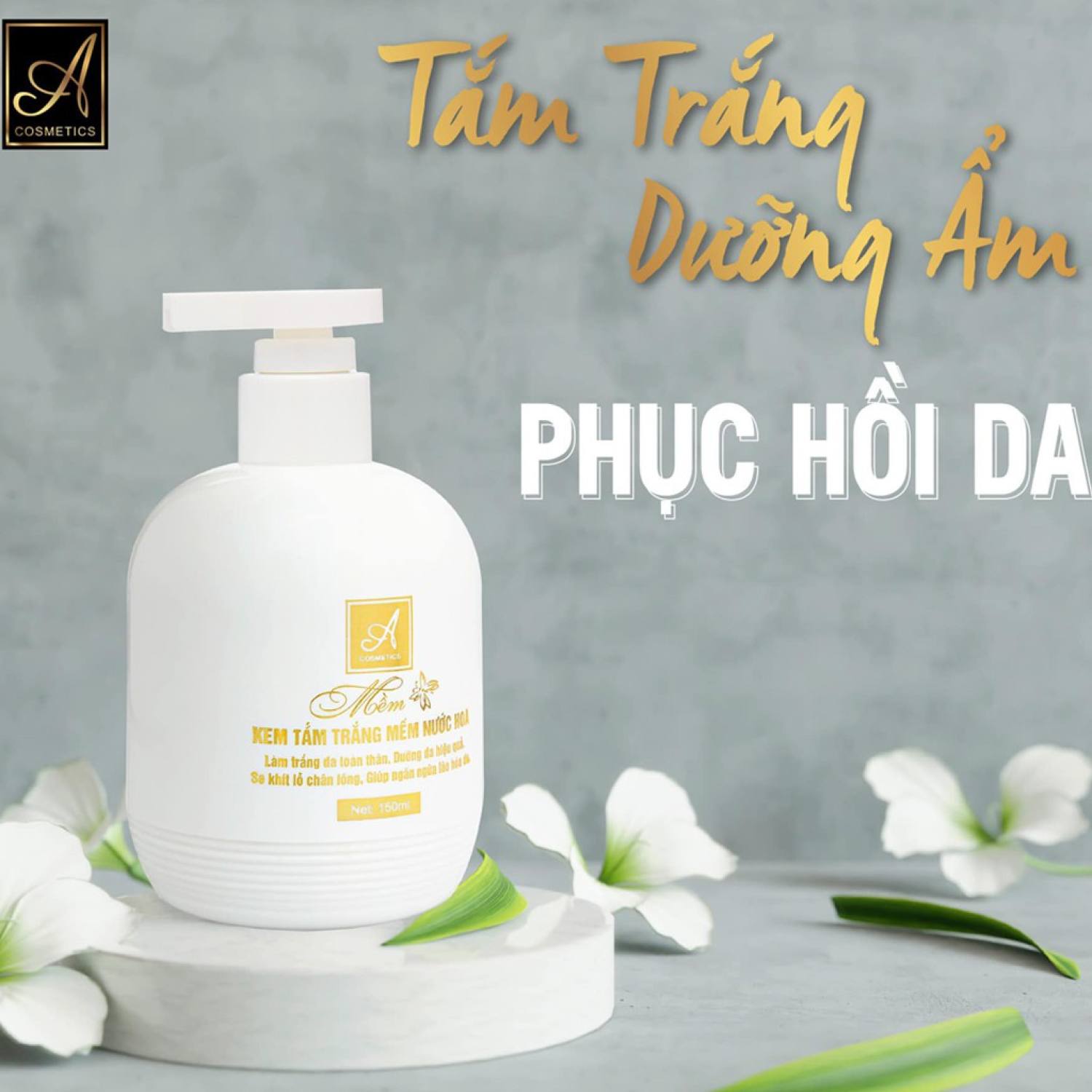 Combo Dưỡng Trắng Sáng Da Body (Kem Body Mềm và Kem Tắm Trắng Mềm Nước Hoa) Acosmetics