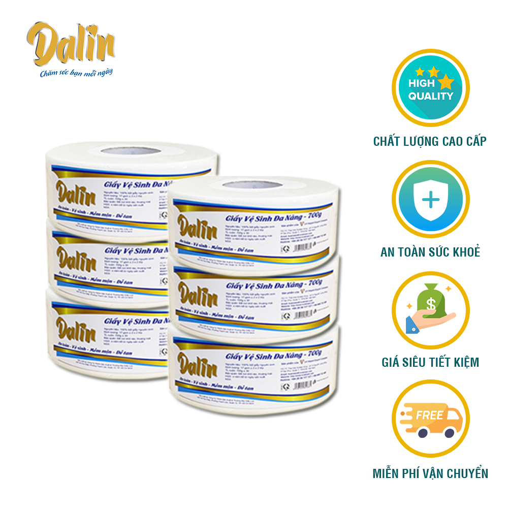 [COMBO NHÀ HÀNG, KHÁCH SẠN, QUÁN ĂN, CAFE CAO CẤP] - 4 GIẤY VỆ SINH CUỘN LỚN CAO CẤP 700G DALIN