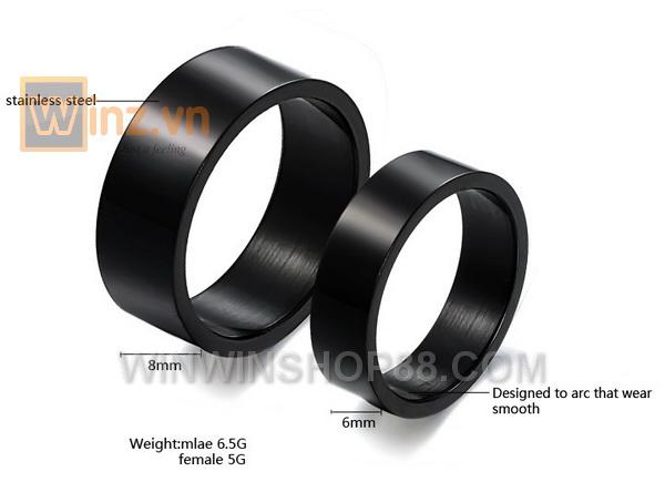 [HCM]Nhẫn cặp trơn màu đen NC119