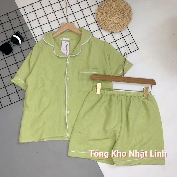 Bộ đồ ngủ nữ pyjama chất gân xốp cao cấp thấm hút mồ hôi nhật linh - b109
