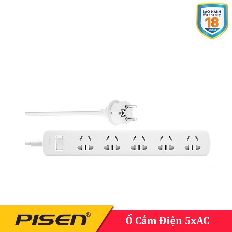 Ổ cắm điện Pisen 005-EP (5x AC , 5 Ổ điện ) - BH 18 Tháng