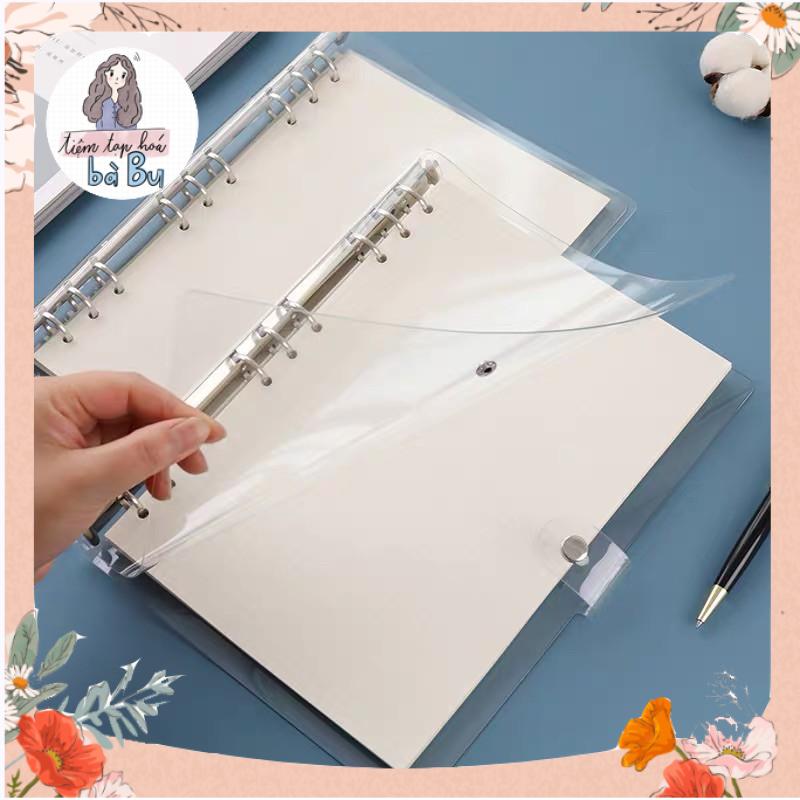 Bìa Còng Dẻo 6/9/26 Lỗ Kèm Thước Size A4/B5/A5/A6 (Xanh Hologram, Đen, Trong Suốt) 🌿