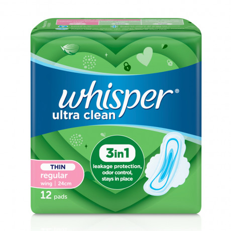 Băng vệ sinh Whisper Ultra Clean siêu thấm có cánh 12 miếng 24CM