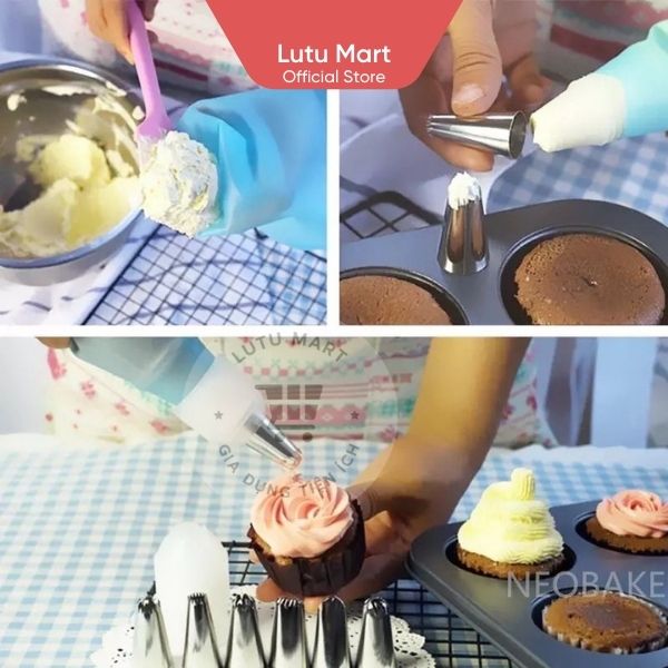 Bộ Đui 6 Chiếc Kèm Chốt + Túi Bắt Kem Silicon -  Lutu Mart