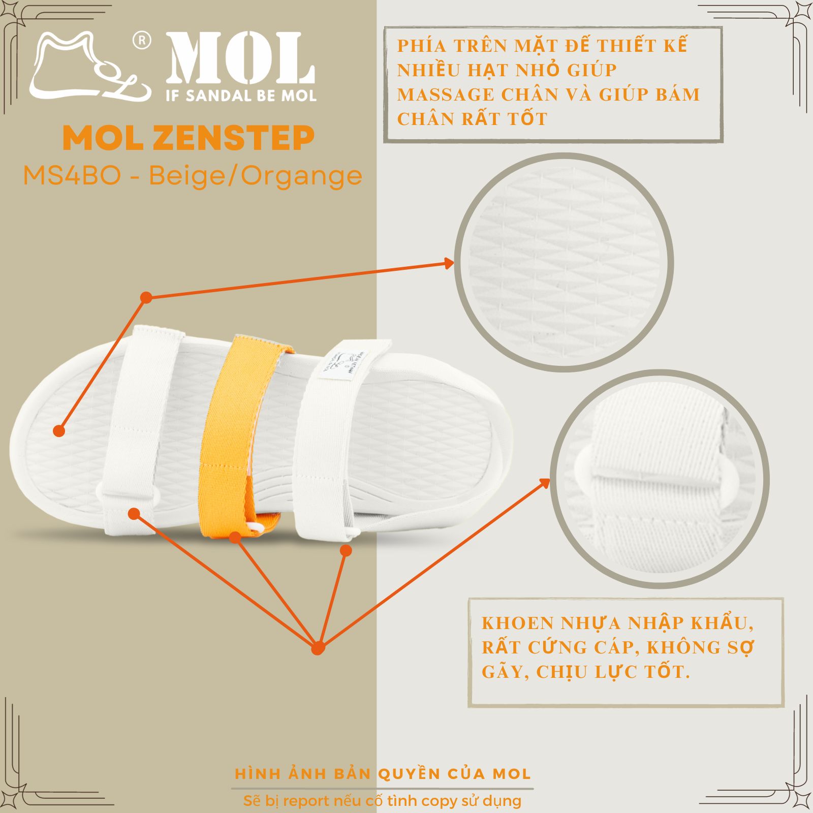 Sandal nam nữ unisex MOL Zenstep MS4 3 quai ngang