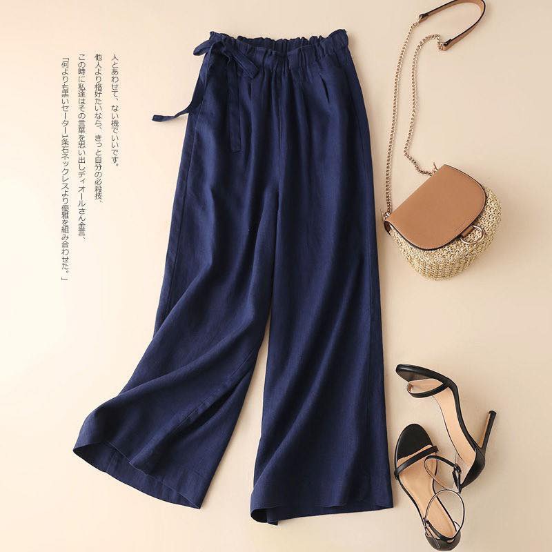 Quần đũi Nhật, ống rộng, dài - Quần culottes đũi dáng dài ống rộng siêu Hot dáng suông-XMPĐ
