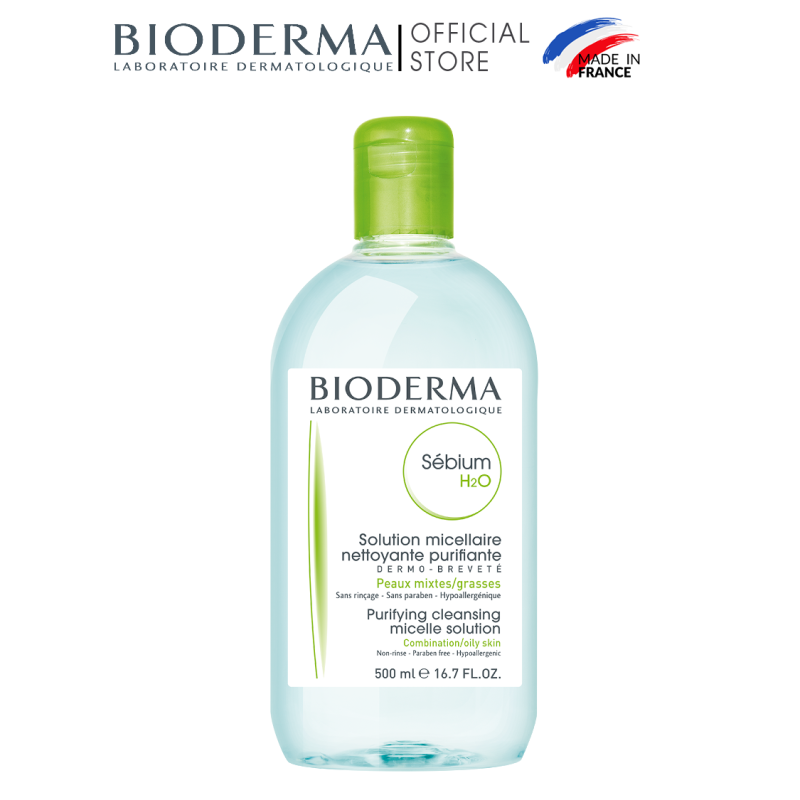Dung dịch làm sạch và tẩy trang micellar cho da hỗn hợp và da dầu Bioderma Sebium H2O - 500ml cao cấp