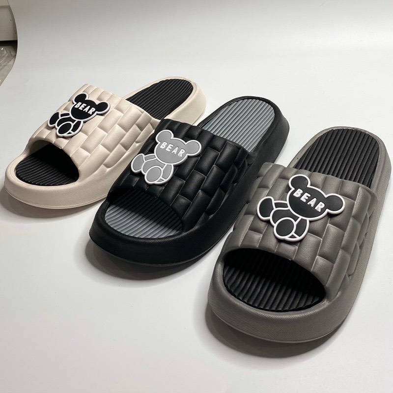 DÉP BÁNH MÌ Nam Nữ QUAI NGANG SIÊU NHẸ UNISEX HÌNH GẤU BEAR ĐÚC NGUYÊN KHỐI