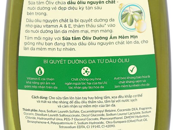 Sữa Tắm Ôliu Dưỡng Ẩm Mềm Mịn 1L