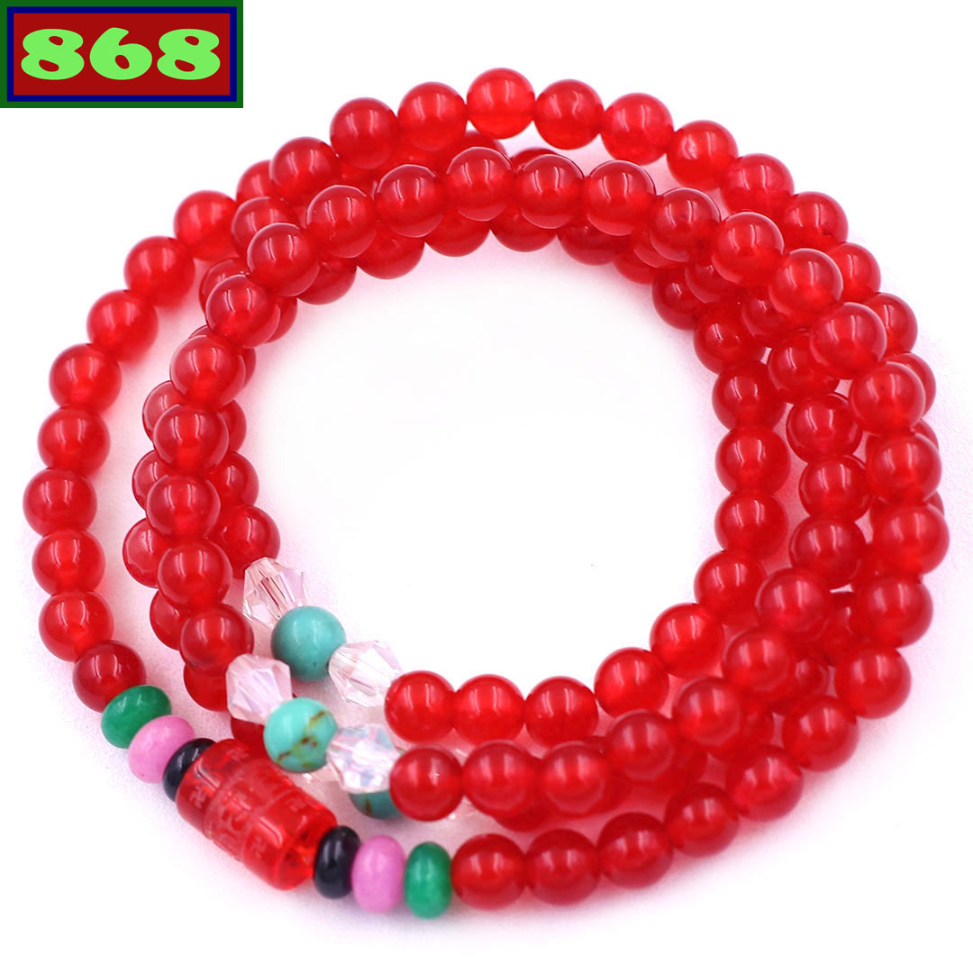 Round chain 108 beads multi red quartz charm pistol DIY needle--beads 6 cups, 8 Cup, 10 cups-ring chain Buddha, ring hand chain