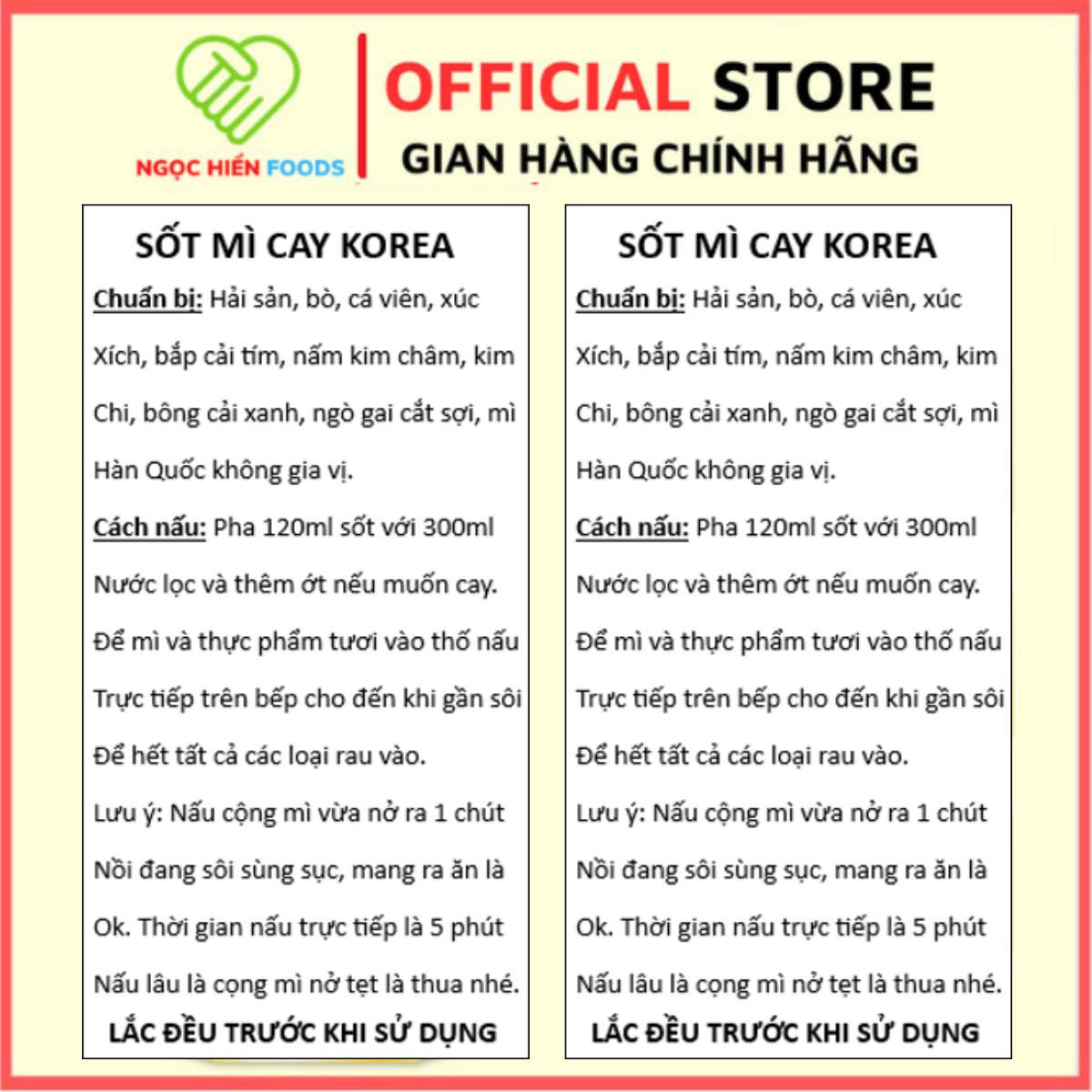 Sốt nấu mì cay Hàn Quốc pha sẵn cấp độ 0 ( không cay nhé, có bán sỉ cho quán mì cay)