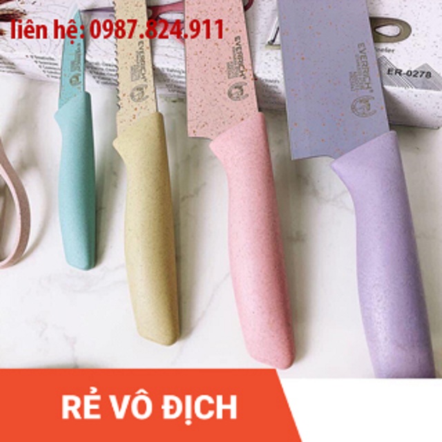 Bộ dao kéo 6 món kháng khuẩn EVERRICH (Thép không gỉ)