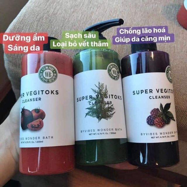 (SUPER VEGITOKS) Sữa Rửa Mặt Byvibes Wonder Bath Super Vegitoks Cleanser 300ml