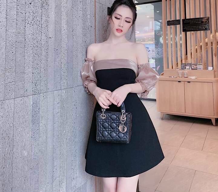 Đầm nữ dự tiệc trễ vai tay bồng siêu xinh tôn dáng xinh lung linh trang sam