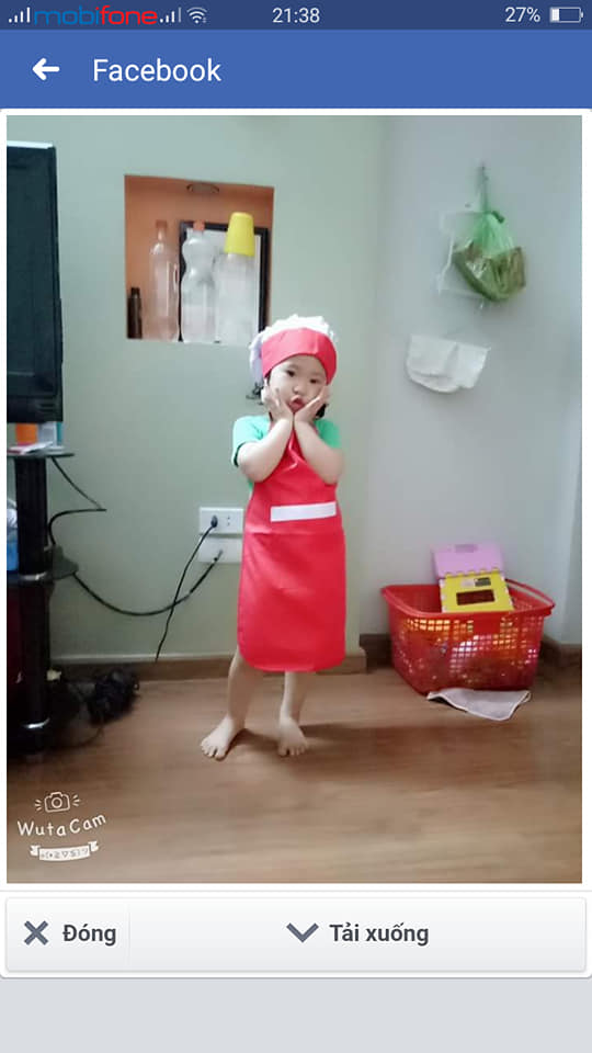 Bộ đầu bếp, tạp dề cho bé kèm nón vải
